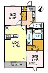グランジュネス 2LDKの間取図画像