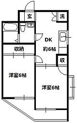 ジュネエトワール 2DKの間取図画像