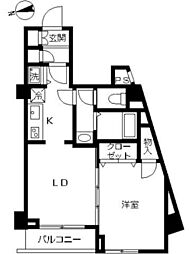 スカイコート蒲田7 1LDKの間取図画像
