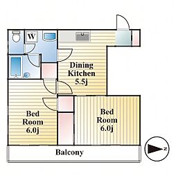リコーハイツ 2DKの間取図画像