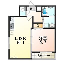フジパレス百舌鳥本町2番館 1LDKの間取図画像