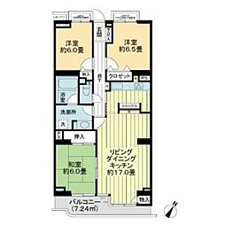 ライオンズガーデン町田 3LDKの間取図画像