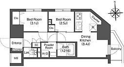 COMFORIALIV木場 2DKの間取図画像
