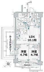 パレステージ町屋参番館 6階2LDKの間取り