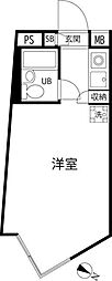 エスポワール中目黒 ワンルームの間取図画像
