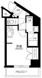 プレミアムキューブ北品川 ワンルームの間取図画像