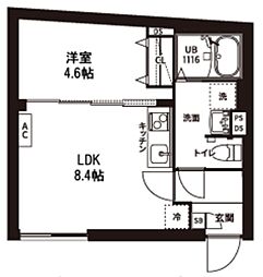 新宿区富久町マンション 1LDKの間取図画像