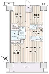 エスティメゾン豊洲レジデンス 2階3LDKの間取り