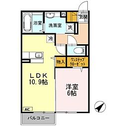 エスポワール2 1LDKの間取図画像