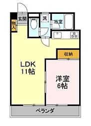 パークサイド中村 1LDKの間取図画像