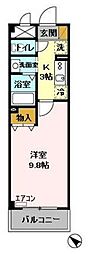 ラ・ヴェーヌ 1Kの間取図画像