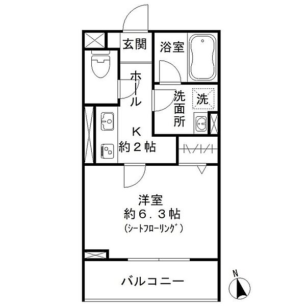 ディアマン　ベル 102｜東京都昭島市朝日町２丁目(賃貸マンション1K・1階・24.32㎡)の写真 その2