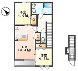 インペリアル友義 2DKの間取図画像
