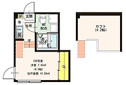 ハーモニーテラス柴又3 1Kの間取図画像