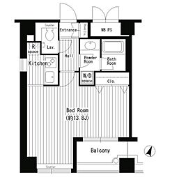 Wat's白金 1Kの間取図画像