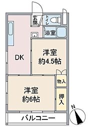 オリトハイツ 2階2DKの間取り