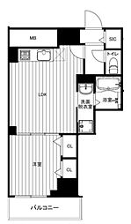 パレスシンシア江東橋 12階1LDKの間取り