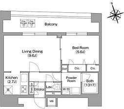 コンフォリア・リヴ八丁堀 1LDKの間取図画像