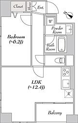 エスモア森下 3階1LDKの間取り