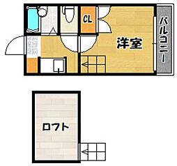 フリーデンT・J 1Kの間取図画像