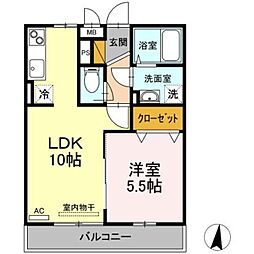 マレアガーデン新横浜A 1LDKの間取図画像