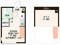 ハーモニーテラス桜台7 ワンルームの間取図画像