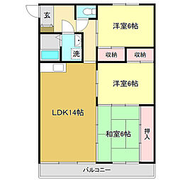 シルキーハイツ 3LDKの間取図画像