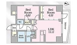 プレール・ドゥーク文京本郷 1SLDKの間取図画像