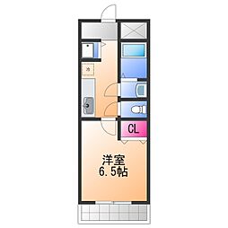 シャンティー泉佐野 2階1Kの間取り