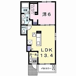 エンジェルハウスA 1LDKの間取図画像