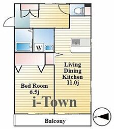 山一大原マンション 1LDKの間取図画像