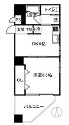ダイアパレス四谷舟町 1DKの間取図画像