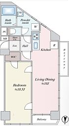 駒込グローリア初穂 1LDKの間取図画像