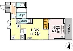 D Paina 木月住吉町 1LDKの間取図画像