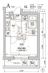 ECREDE横濱吉野町 1Kの間取図画像