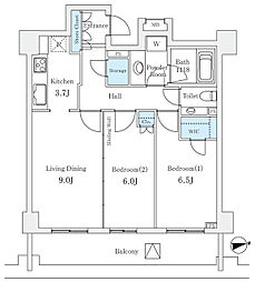 グレンパーク駒場WEST 2LDKの間取図画像