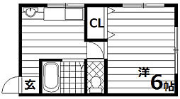 二葉マンション 1Kの間取図画像