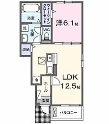ヴェルドゥーラI 1LDKの間取図画像