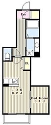 クリサンテーモ大和 1LDKの間取図画像
