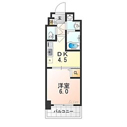 アクアプレイス京都三条朱雀 1DKの間取図画像