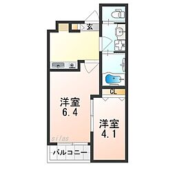カーサフォルトゥナート羽曳野I 2Kの間取図画像