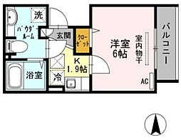 ウィステリア大森 1Kの間取図画像