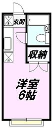 コーポ市川 ワンルームの間取図画像