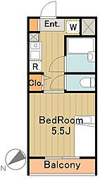 ウインドベル学生マンション 4階1Kの間取り