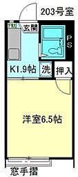 コーポ卯月苑 1Kの間取図画像