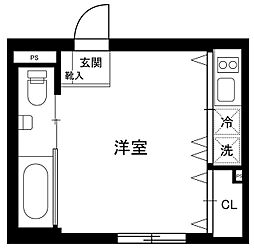 b'CASATSURUMI ワンルームの間取図画像