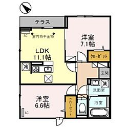 フォンテーヌA 2LDKの間取図画像
