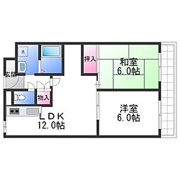 城南マンション2 2LDKの間取図画像