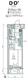 LIVCITY西早稲田 1Kの間取図画像