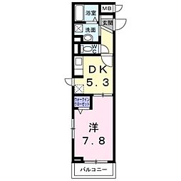 ランタナ 2階1Kの間取り